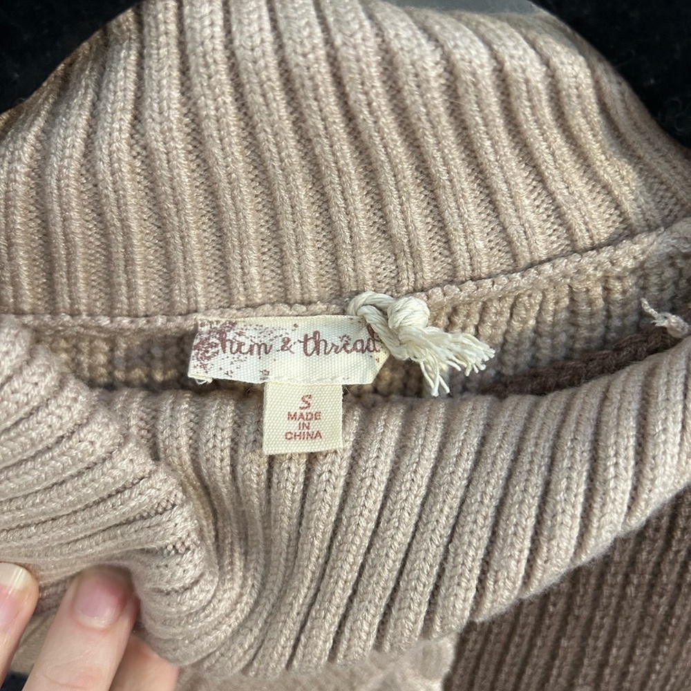 Hem & Thread Multicolor Patchwork Turtleneck Swea… - image 4